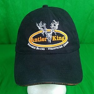 Antler King Hat Black Orange Deer Bucks Strapback